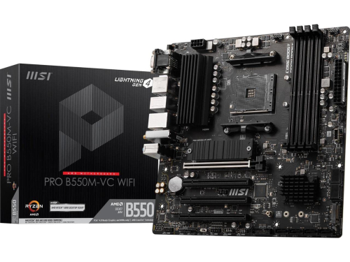 Motherboard AM4 Micro-ATX MSI PRO B550M-VC WIFI, 128GB RAM DDR4 Max, 1 M.2 PCIe 4 + 1 M.2 PCIe 3, Wi-Fi 6E + BT5.2