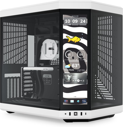 Gabinete E-ATX Hyte Y70 Touch Infinite Panda, Incluye Riser para Grafica en Vertical, Radiador 360mm Max, Color Panda