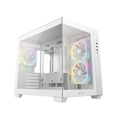 Gabinete Micro-ATX DeepCool CG330 3F WH, Incluye 3 Fans 120mm ARGB, Radiador 360mm Max, Color Blanco