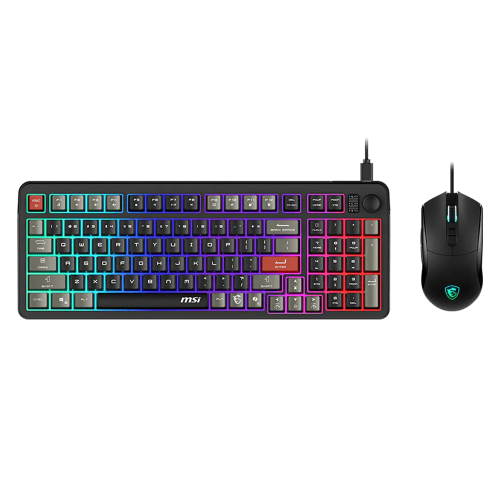 Kit Teclado y Mouse Al&aacute;mbrico MSI Forge GK110 Combo, Teclado de Membrana, RGB, Color Negro, Ingl&eacute;s