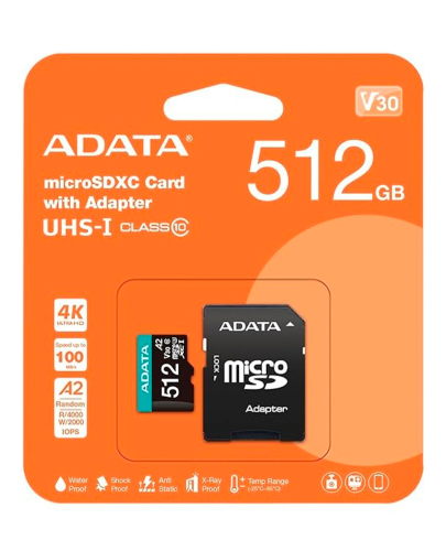 Memoria Micro SDXC 512GB Adata Premier, Clase 10, U1, V10, 100MB/s