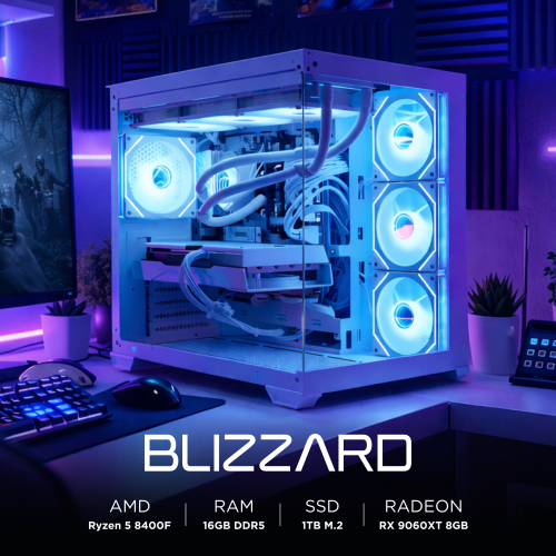 Ensamble BLIZZARD | RX 9060 XT | Ryzen 5 8400F | 16GB DDR5 | 1TB SSD | Windows 11 Pro
