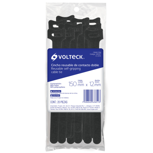 Bolsa 20 Cinchos de Velcro Volteck 15cm