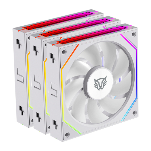 Kit de 3 Ventiladores 120mm Balam Rush EOLOX LINK EXL95, Sistema en Cadena, ARGB, Color Blanco