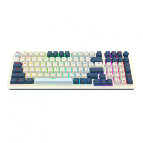 Teclado Inal&aacute;mbrico Redragon Eisa Pro K686WB RGB, 96%, Hot Swap, Switches Red, Bluethoot + 2.4GHz, Color Blanco, Ingles