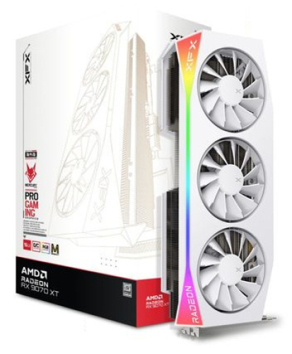 Tarjeta de Video AMD RADEON RX9070XT OC XFX Mercury RGB White, 16GB GDDR6, 3 DisplayPort + 1 HDMI, Min 800W
