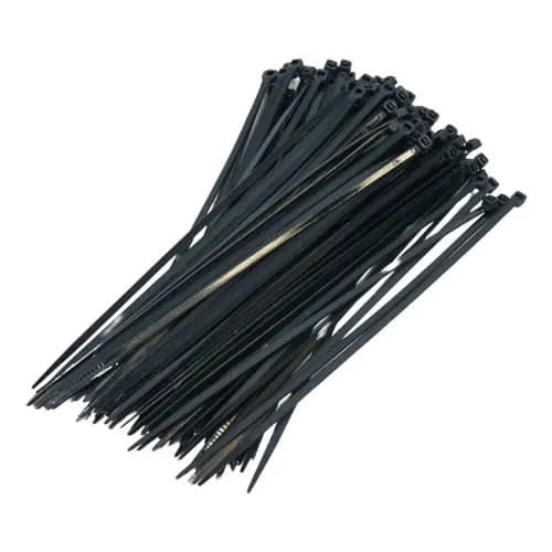 Bolsa de 100 Cinchos 28cm de Nylon Steren TY26NE, 28cm x 4.8mm, Color Negro