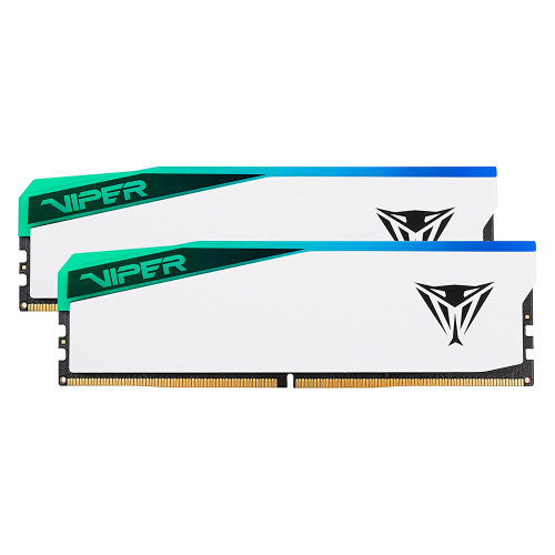 Kit de Memoria RAM DDR5 DIMM 32GB (2x16) 6000MHz CL30 Patriot Viper Elite 5 RGB, Color Blanco. PVER532G60C30KW