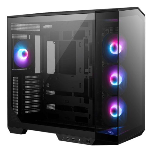 Gabinete ATX MSI MAG PANO 100R PZ, Incluye 4 Fans 120mm ARGB, Radiador 360mm Max, Color Negro