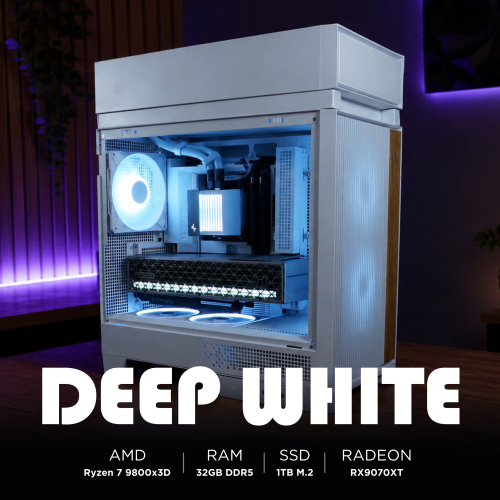 Ensamble DEEP WHITE | RX 9070 XT | Ryzen 7 9800X3D | 32GB DDR5 | 1TB SSD | Windows 11 Pro