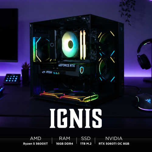 Ensamble IGNIS | RTX 5060 Ti | Ryzen 5 5600XT | 16GB DDR4 | 1TB SSD | Windows 11 Pro