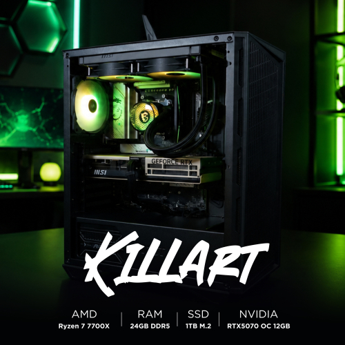 Ensamble KILLART | RTX 5070 | Ryzen 7 7700X | 24GB DDR5 | 1TB SSD | Windows 11 Pro