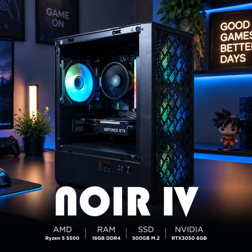 Ensamble NOIR IV | RTX 3050 | Ryzen 5 5500 | 16GB DDR4 | 500GB SSD | Windows 11 Pro