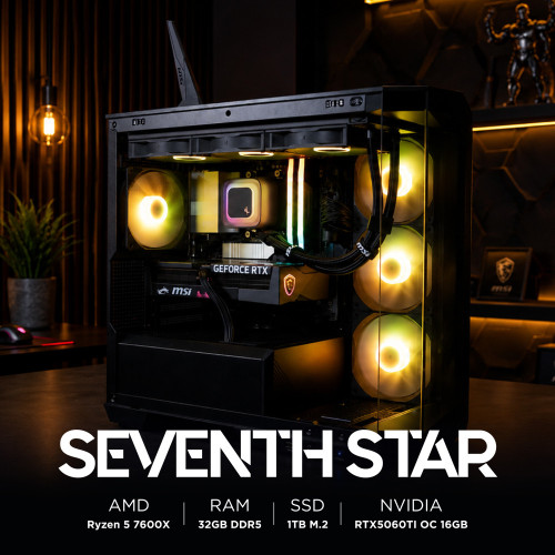 Ensamble SEVENTH STAR | RTX 5060 Ti | Ryzen 5 7600X | 32GB DDR5 | 1TB SSD | Windows 11 Pro