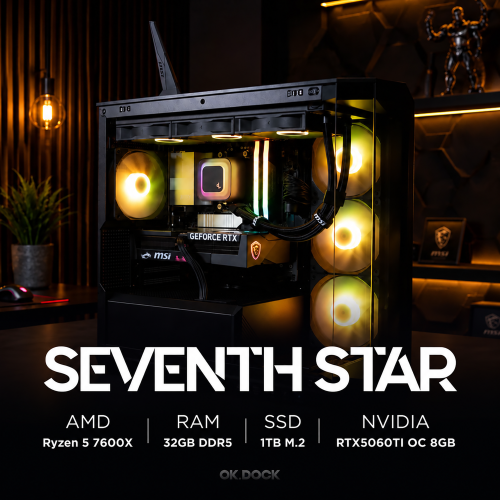 Ensamble SEVENTH STAR | RTX 5060 Ti | Ryzen 5 7600X | 32GB DDR5 | 1TB SSD | Windows 11 Pro