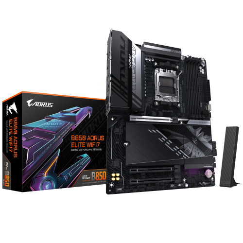 MotherBoard AM5 ATX B850 Aorus Elite Wifi7, 256GB RAM DDR5 Max, 1 M.2 PCIE 5 + 2 M.2 PCIE 4, Wi-Fi 7 + BT 5.4
