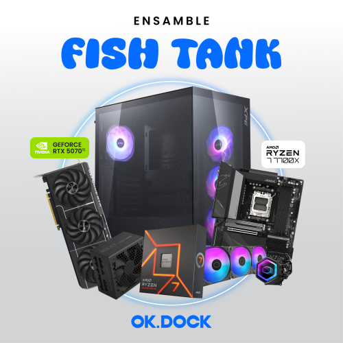 Ensamble Fish Tank | RTX 5070 | Ryzen 7 7700X | 32GB DDR5 | 1TB SSD | Windows 11 Pro