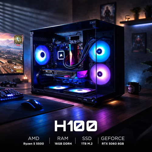 Ensamble H100 | RTX 5060 | Ryzen 5 5500 | 16GB RAM | 1TB SSD | Windows 11 Pro
