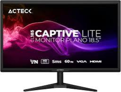 Monitor Plano 18.5'' Resolucion 1366x766 Resolucion aspecto 16.9 Frecuencia 60Hz LED Tiempo de Rspuesta 5ms