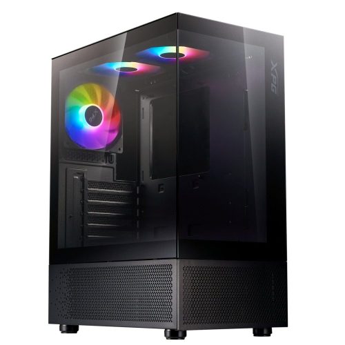 Gabinete Micro-ATX XPG Invader X Mini, Cristal Templado, Incluye 5 Fans ARGB, Sin Fuente, Color Negro