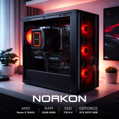 Ensamble NORKON | RTX 5070 | Ryzen 5 7600X | 32GB DDR5 | 1TB SSD | Windows 11 Pro