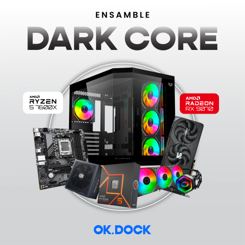 Ensamble DARK CORE | RX 9070 XT | Ryzen 5 7600X | 32GB DDR5 | 1TB SSD | Windows 11 Pro