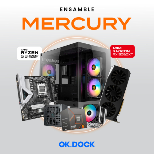 Ensamble Mercury | RX 9060 XT | Ryzen 5 8400F | 16GB DDR5 | 1TB SSD | Windows 11 Pro
