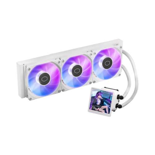 Enfriamiento Liquido 360mm Cooler Master MasterLiquid CORE LCD 360 4", Pantalla LCD, ARGB, Color Blanco