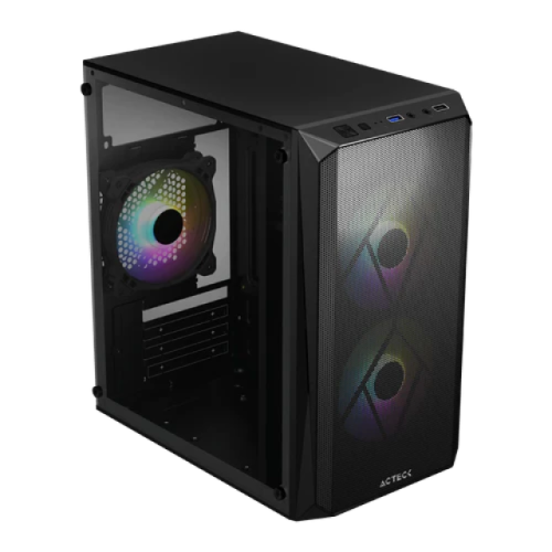 Gabinete Micro-ATX Acteck Doom GI630, Incluye Fuente de Poder 500W, Incluye 3 Fans 120mm RGB, Color Negro